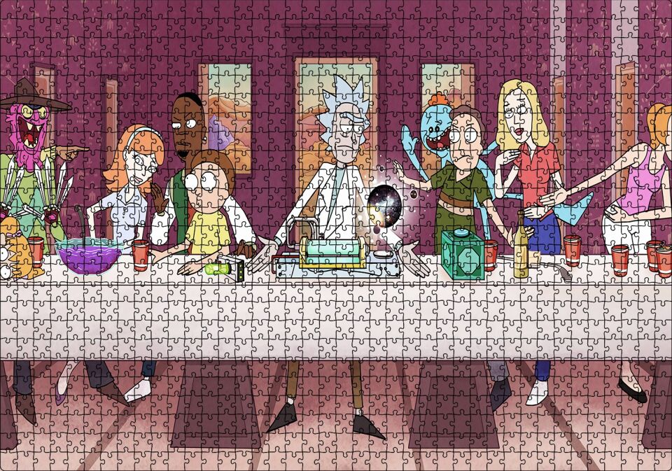 Son Akşam Rick Ve Morty Görseli Puzzle Yapboz MDF Ahşap 1000 Parça 49 cm X 68 cm