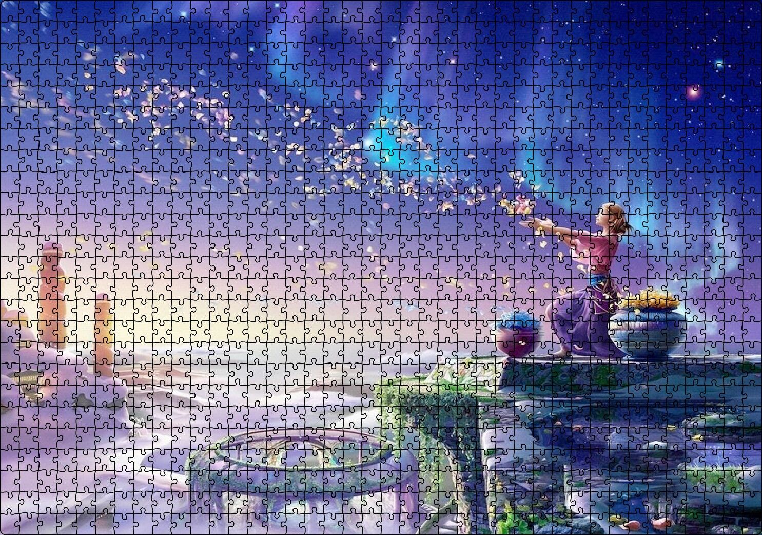 Perisi ve Saçtığı Çiçekler Puzzle Yapboz MDF Ahşap 1000 Parça 49 cm X 68 cm