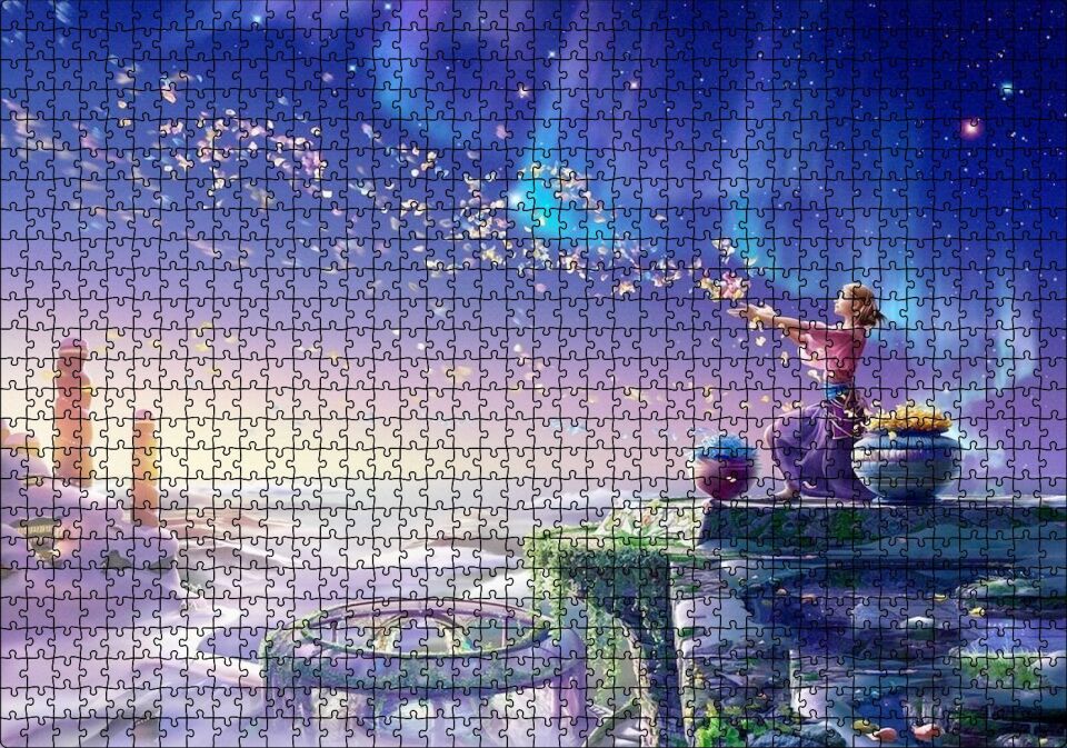 Perisi ve Saçtığı Çiçekler Puzzle Yapboz MDF Ahşap 1000 Parça 49 cm X 68 cm