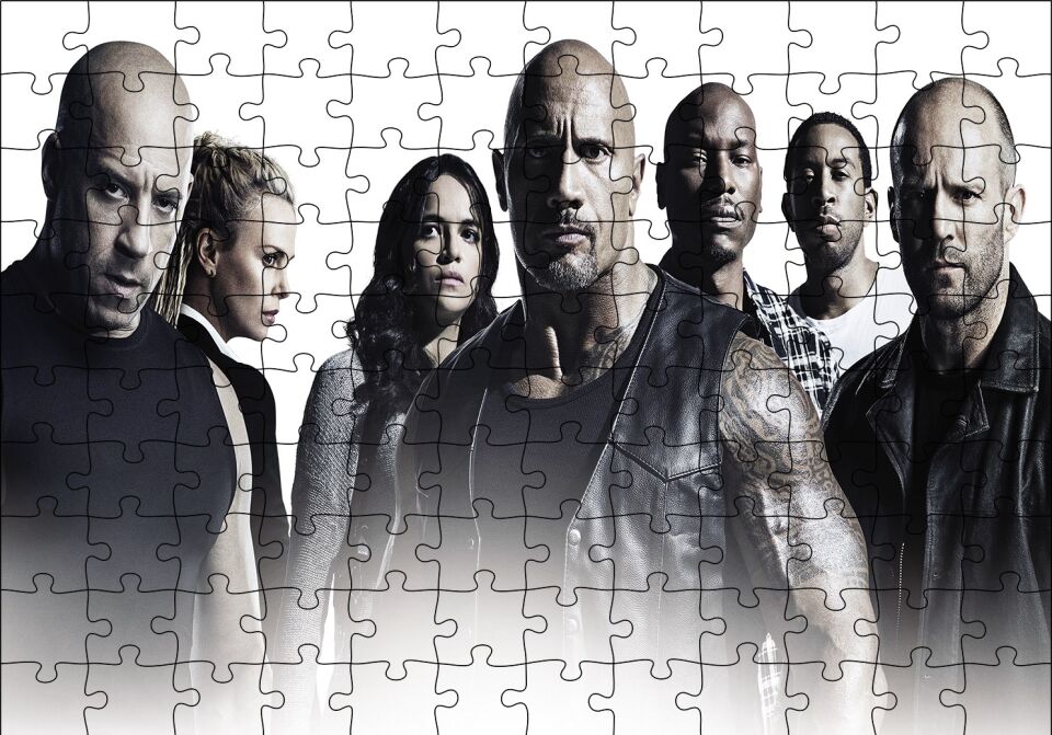 Dwayne Johnson Jason Statham Michelle Rodriguez Puzzle Yapboz MDF Ahşap
