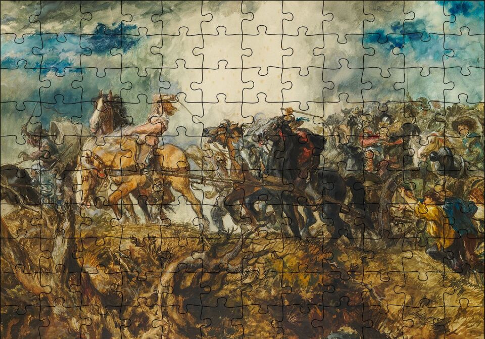 Atlı Savaşçılar Puzzle Yapboz MDF Ahşap 120 Parça 24 cm X 34 cm