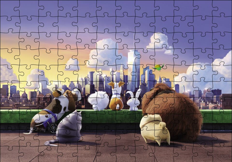Evcil Hayvanların Gizli Yaşamı Gökdelen Denizi Puzzle Yapboz MDF Ahşap