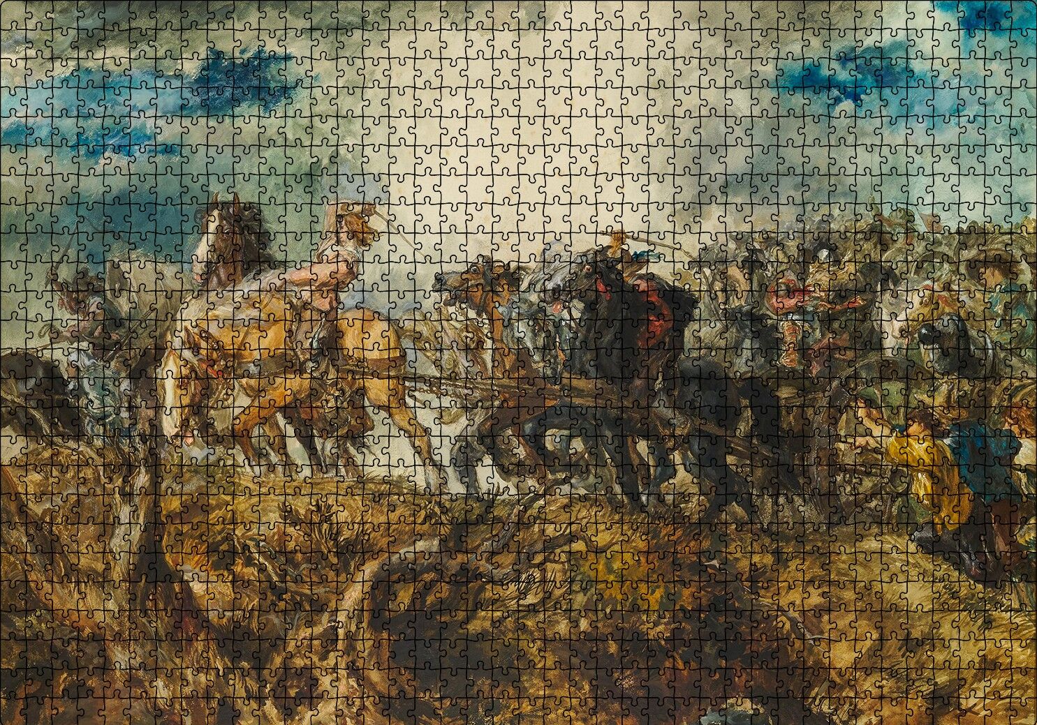 Atlı Savaşçılar Puzzle Yapboz MDF Ahşap 1000 Parça 49 cm X 68 cm