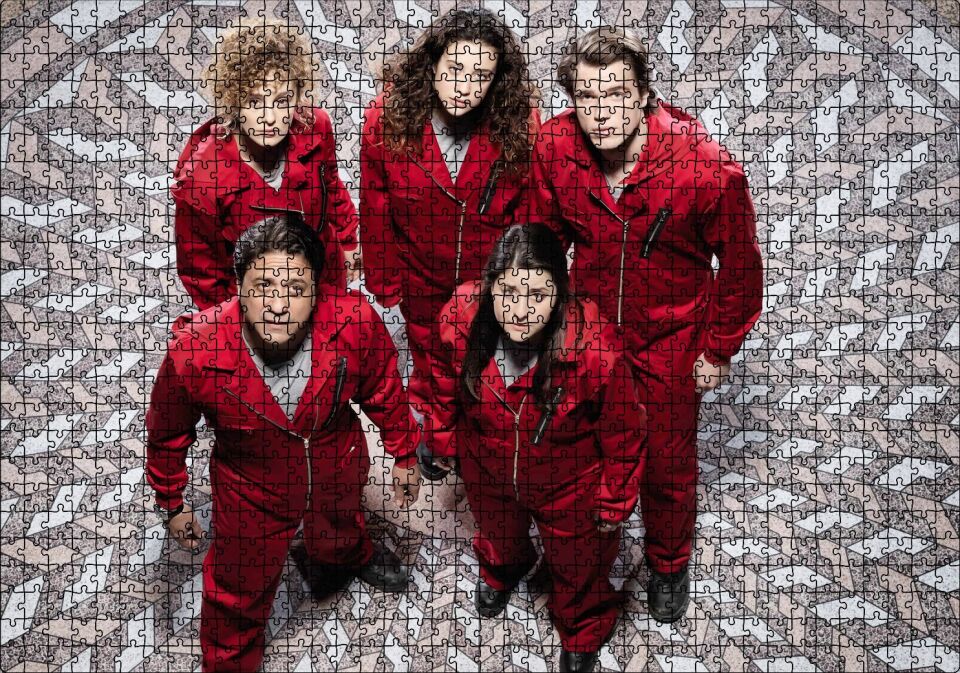 La Casa De Papel Rehineler Yukarıdan Görünüş Puzzle Yapboz MDF Ahşap 1000 Parça 49 cm X 68 cm