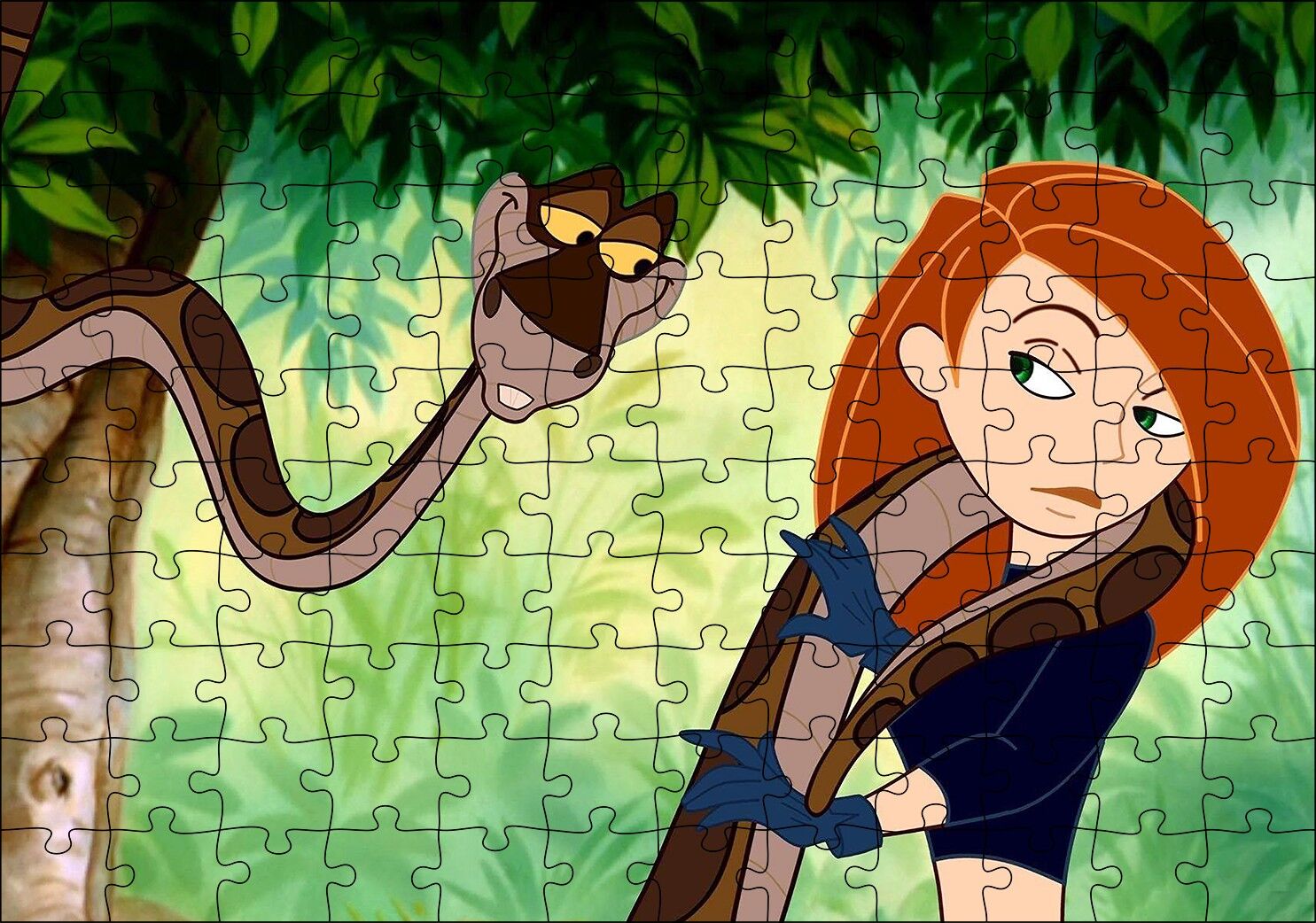 Kim Possible ve Kahverengi Yılan Puzzle Yapboz MDF Ahşap 120 Parça 24 cm X 34 cm