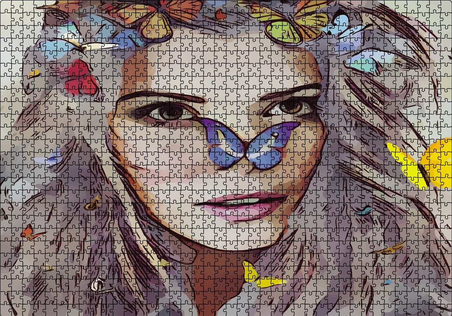 Peri Kelebekler Sarışın Güzellik Puzzle Yapboz MDF Ahşap 1000 Parça 49 cm X 68 cm