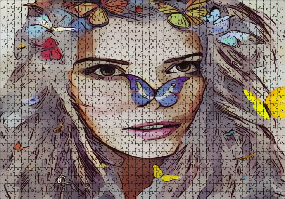 Peri Kelebekler Sarışın Güzellik Puzzle Yapboz MDF Ahşap 1000 Parça 49 cm X 68 cm