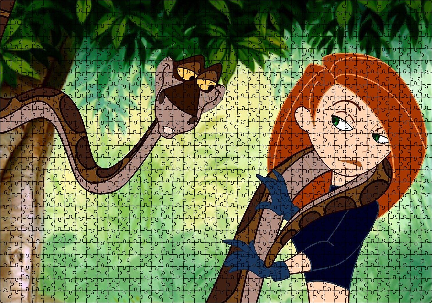 Kim Possible ve Kahverengi Yılan Puzzle Yapboz MDF Ahşap 1000 Parça 49 cm X 68 cm