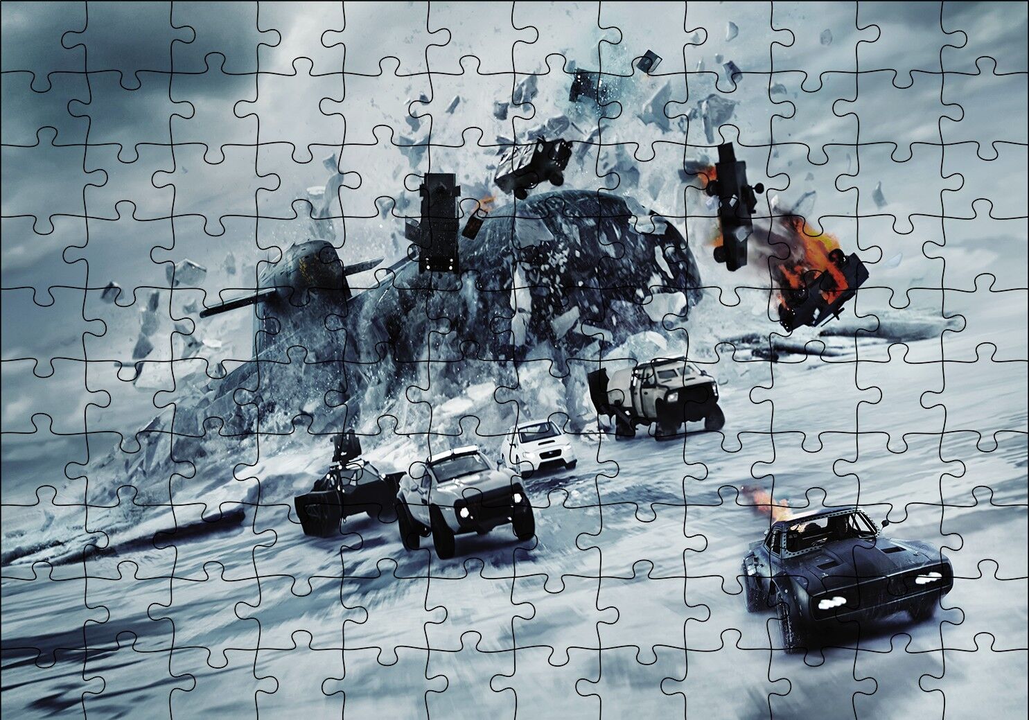 Hızlı ve Öfkeli 8 Denizaltı ve Yarış Arabaları Puzzle Yapboz MDF Ahşap