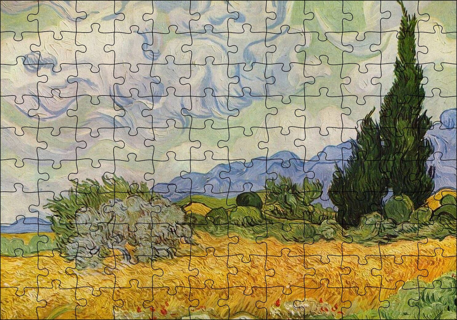 Vincent Van Gogh Selvili Buğday Tarlası Puzzle Yapboz MDF Ahşap