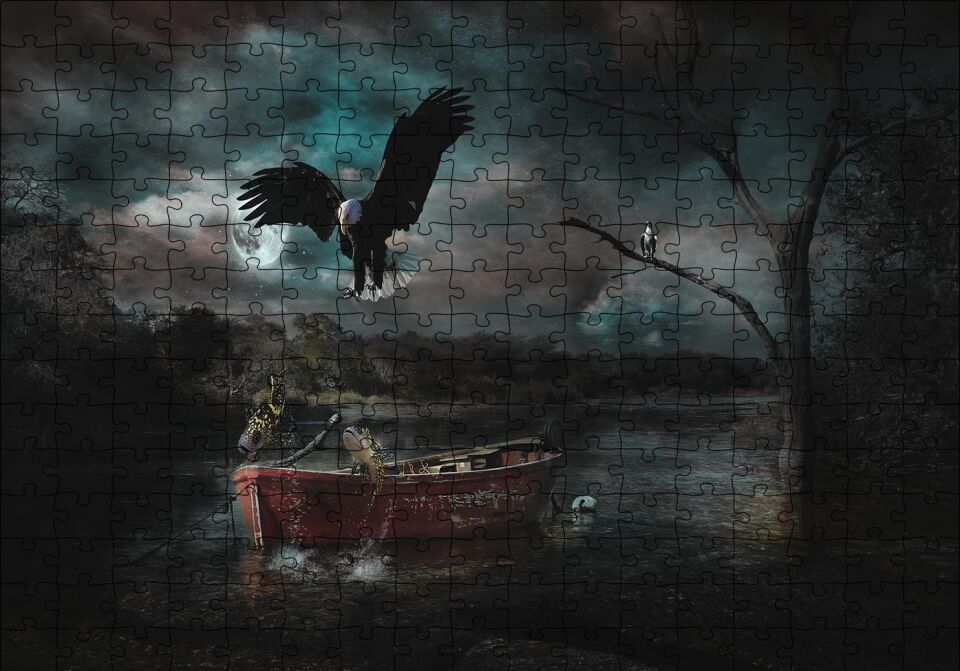 Doğa Kartal Tekne Puzzle Yapboz MDF Ahşap 255 Parça 34 cm X 49 cm