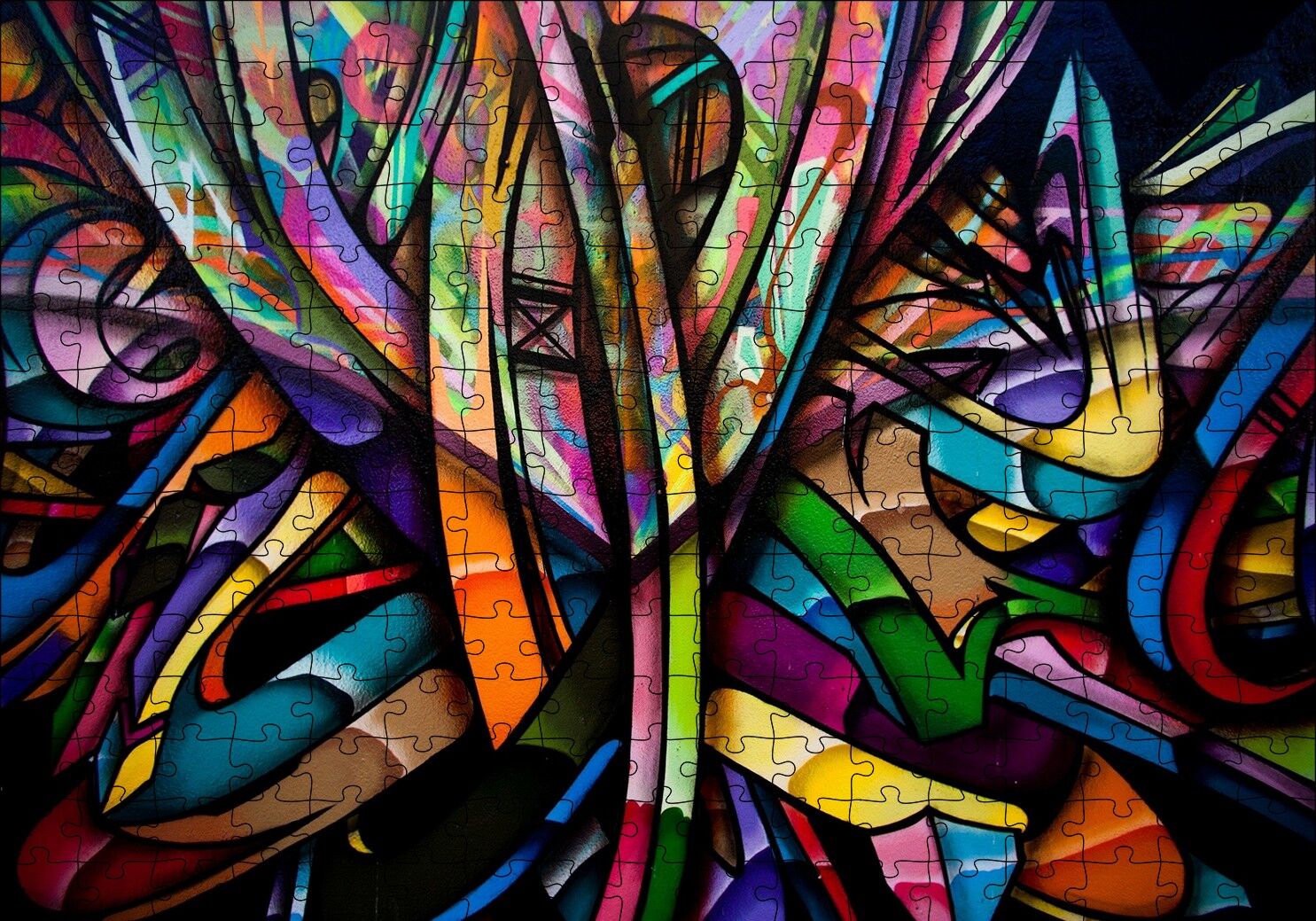 Graffiti İçiçe Renkli Harfler Puzzle Yapboz MDF Ahşap 255 Parça 34 cm X 49 cm