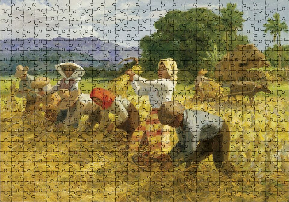 Hasat Yapan Köylüler Yağlı Boya Puzzle Yapboz MDF Ahşap 500 Parça 49 cm X 68 cm