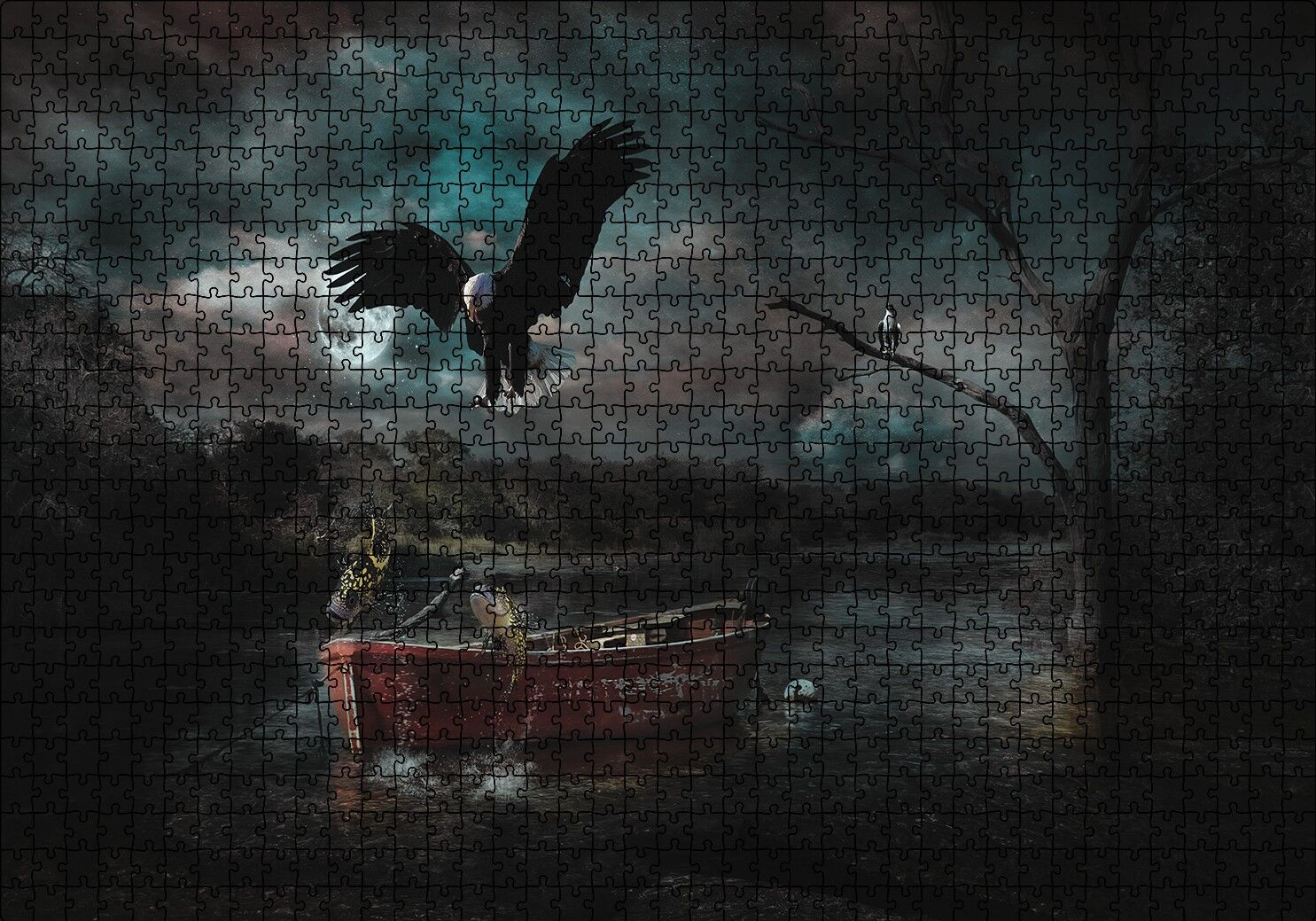 Doğa Kartal Tekne Puzzle Yapboz MDF Ahşap 1000 Parça 49 cm X 68 cm
