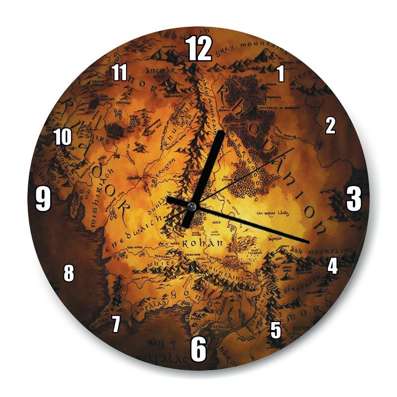 Yüzüklerin Efendisi Orta Dünya Rohan Haritası   Mdf Ahşap Duvar Saati