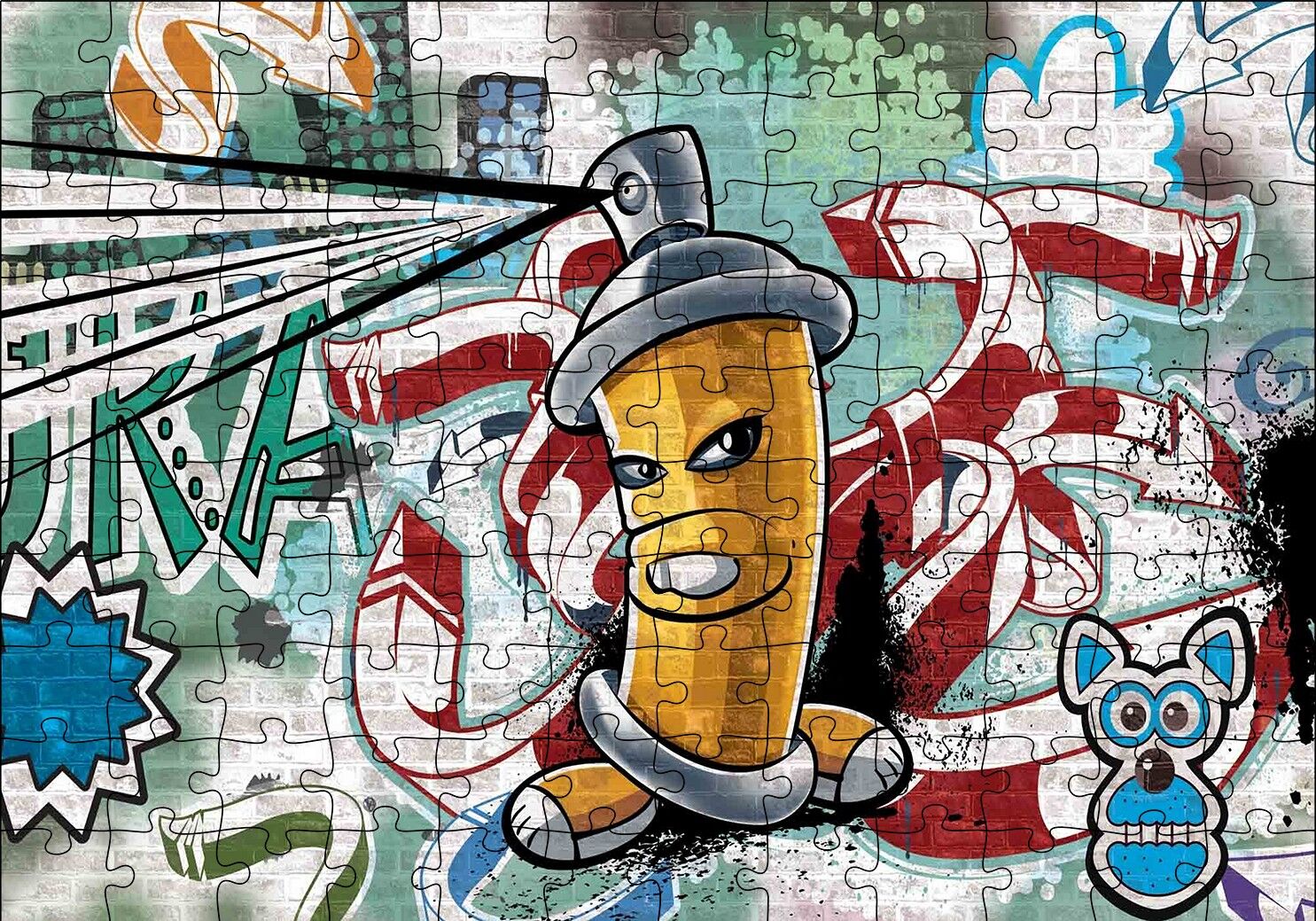 Graffiti Sokak Boyama Sanatı Sprey Puzzle Yapboz MDF Ahşap 120 Parça 24 cm X 34 cm