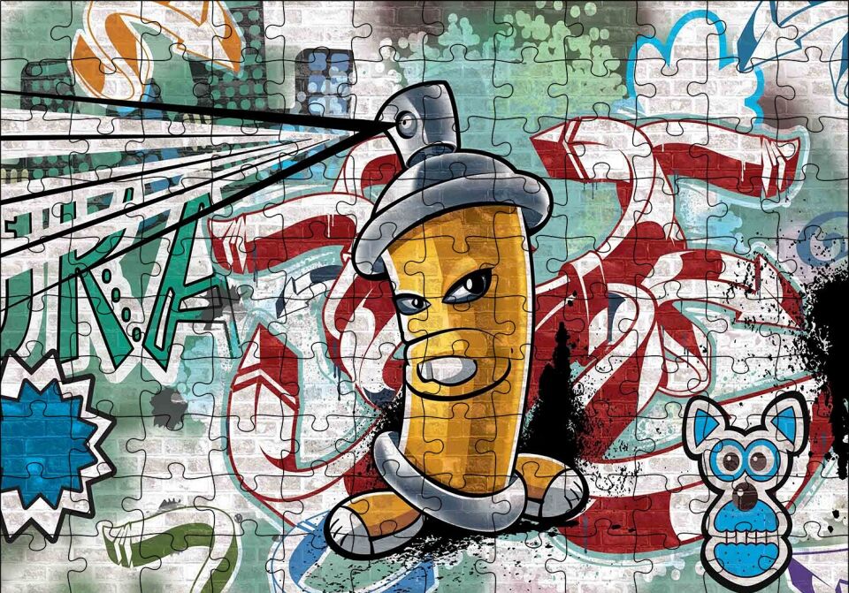 Graffiti Sokak Boyama Sanatı Sprey Puzzle Yapboz MDF Ahşap 120 Parça 24 cm X 34 cm