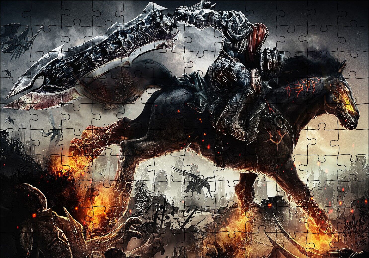 Yüzüklerin Efendisi Nazgul ve Alevler Puzzle Yapboz MDF Ahşap