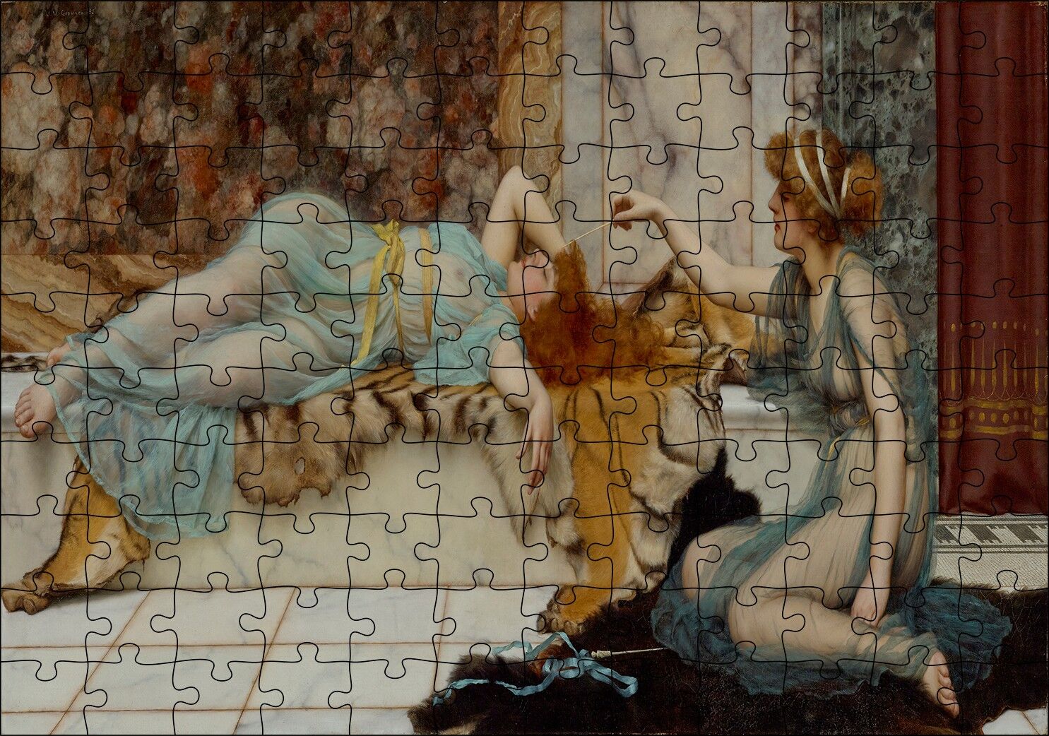 Haremde İstirahat Saati Puzzle Yapboz MDF Ahşap 120 Parça 24 cm X 34 cm