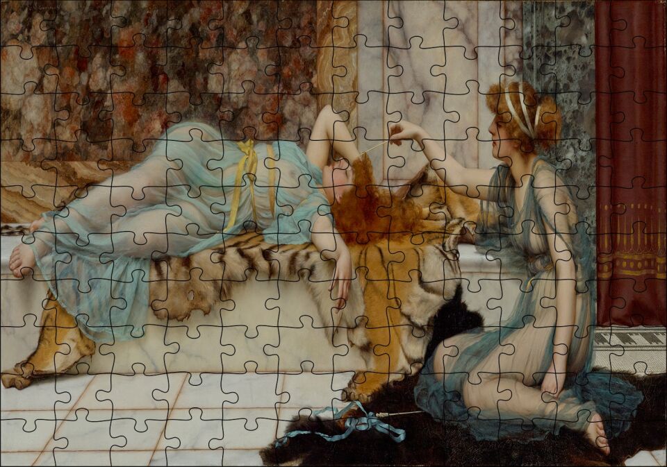 Haremde İstirahat Saati Puzzle Yapboz MDF Ahşap 120 Parça 24 cm X 34 cm