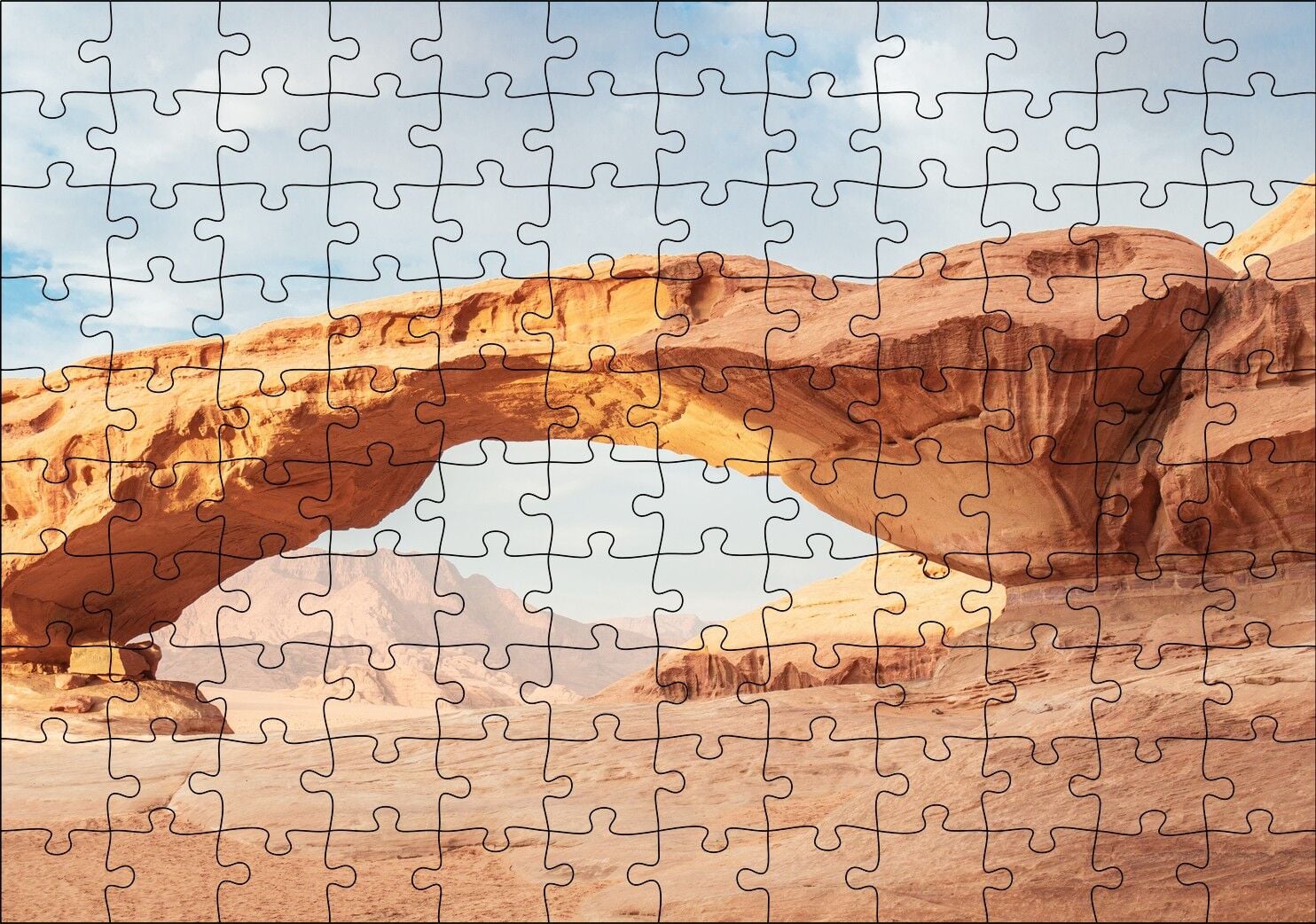 Çölde Kayaların Oluşturduğu Doğal Geçit Puzzle Yapboz MDF Ahşap 120 Parça 24 cm X 34 cm