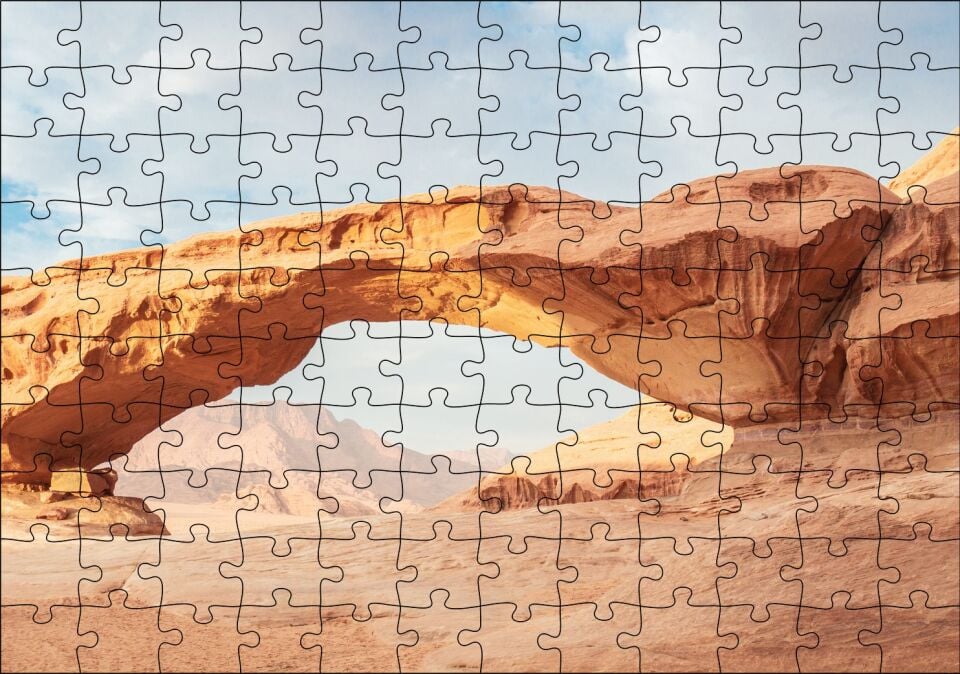 Çölde Kayaların Oluşturduğu Doğal Geçit Puzzle Yapboz MDF Ahşap 120 Parça 24 cm X 34 cm
