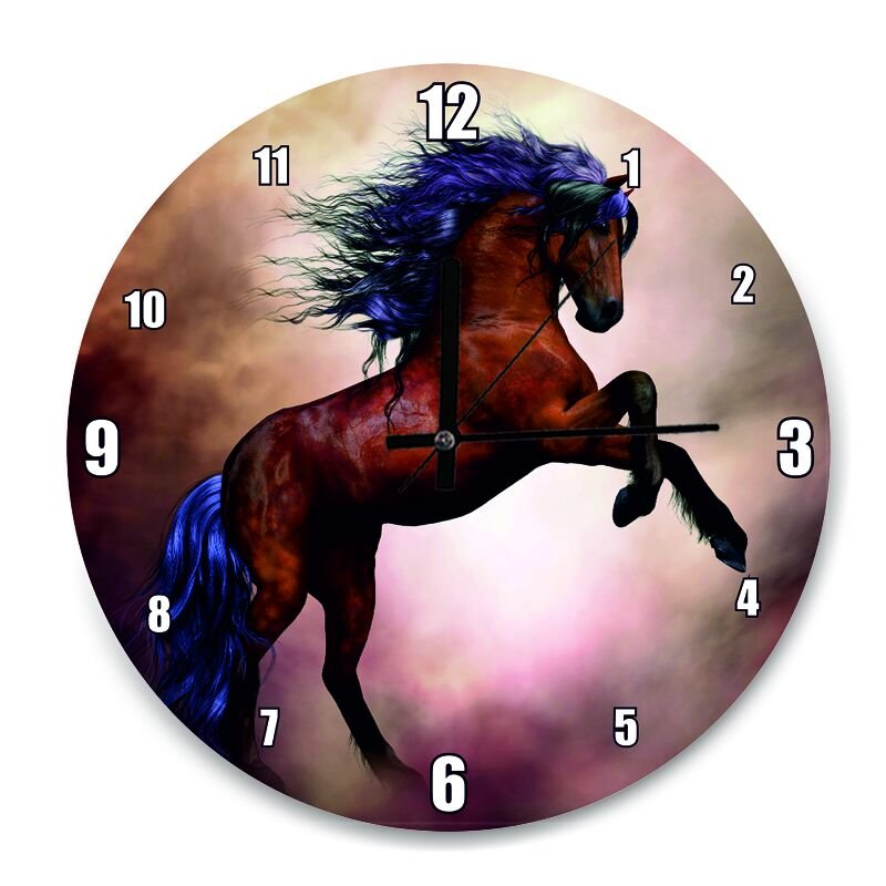 Şaha Kalkmış Kahverengi At  Mdf Ahşap Duvar Saati