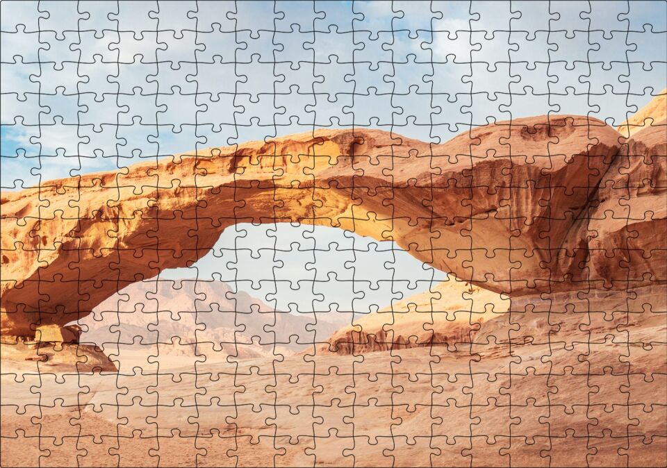 Çölde Kayaların Oluşturduğu Doğal Geçit Puzzle Yapboz MDF Ahşap 255 Parça 34 cm X 49 cm