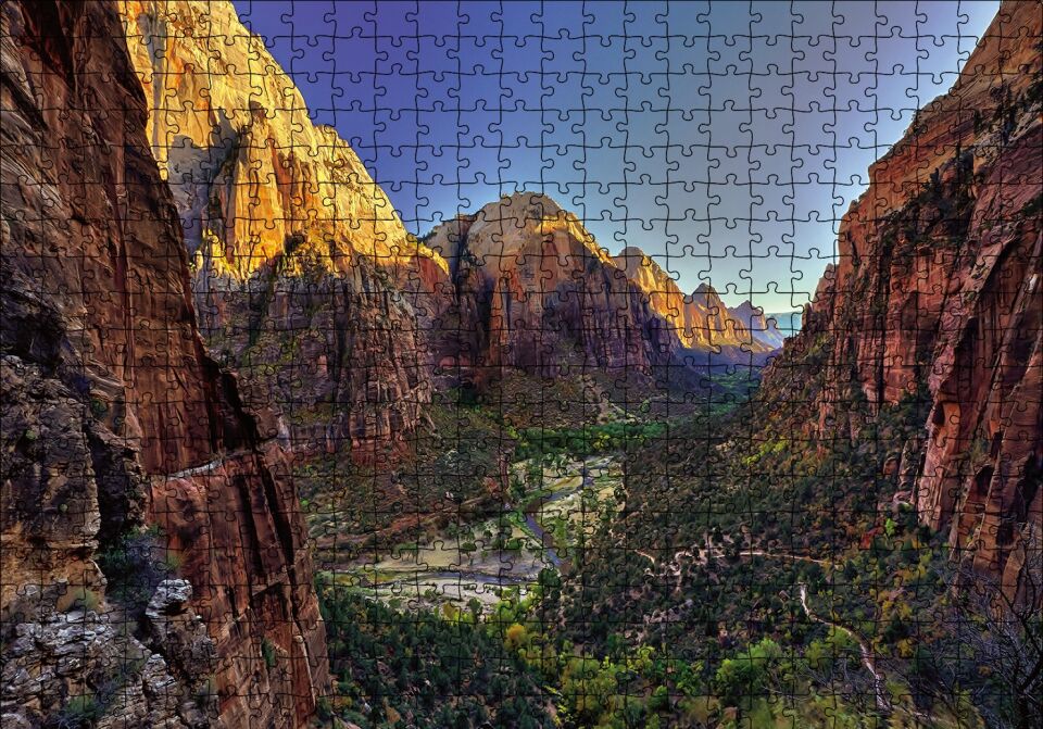 Dağlar Arasındaki Vadi Dere Puzzle Yapboz MDF Ahşap 500 Parça 49 cm X 68 cm