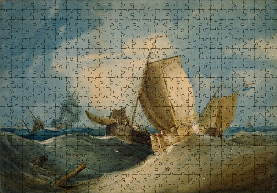 Dev Dalgalardaki Gemiler Puzzle Yapboz MDF Ahşap 500 Parça 49 cm X 68 cm