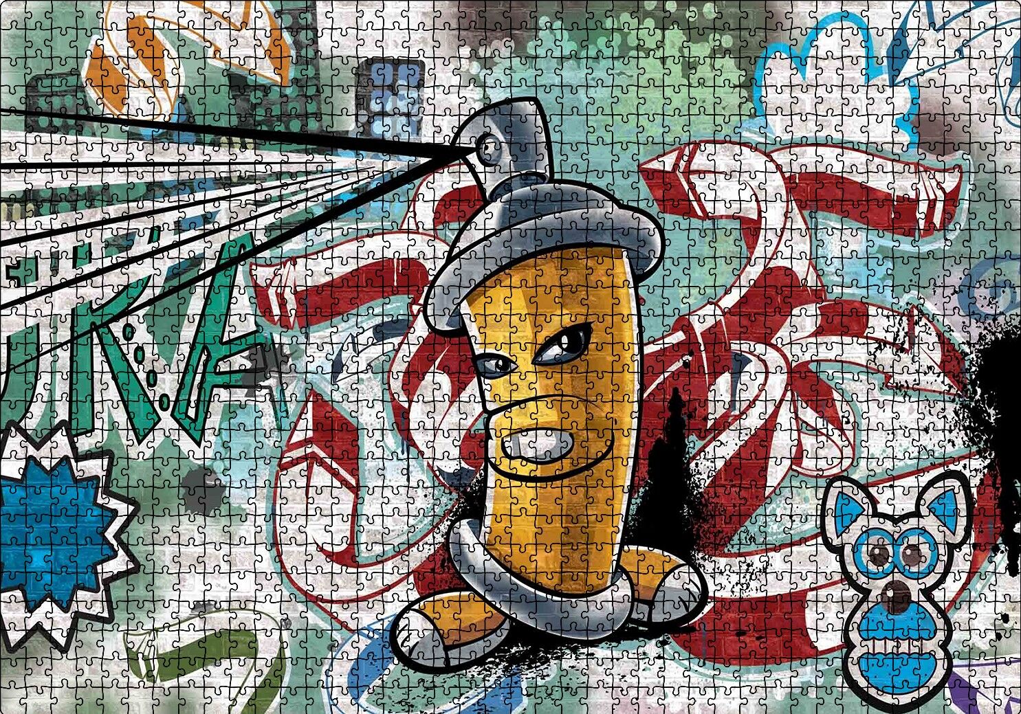 Graffiti Sokak Boyama Sanatı Sprey Puzzle Yapboz MDF Ahşap 1000 Parça 49 cm X 68 cm
