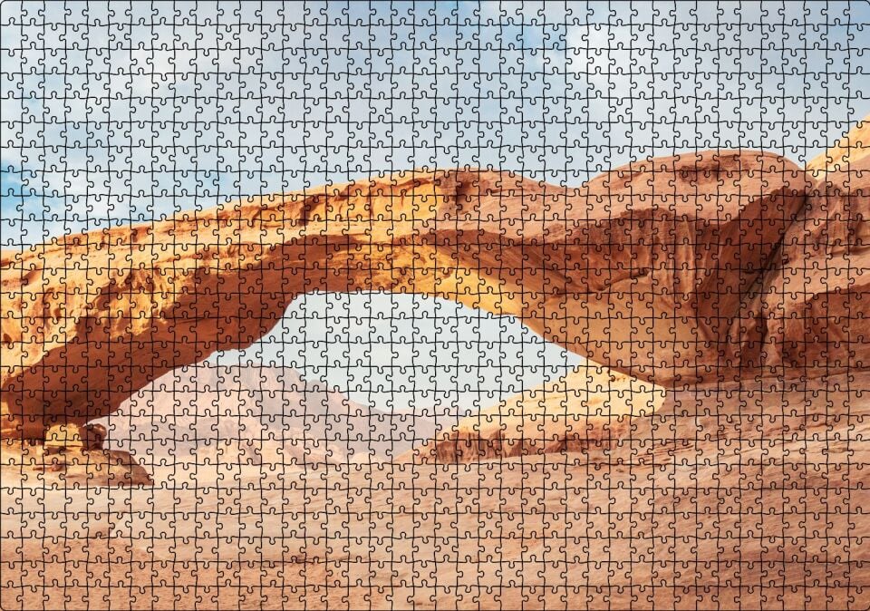 Çölde Kayaların Oluşturduğu Doğal Geçit Puzzle Yapboz MDF Ahşap 1000 Parça 49 cm X 68 cm
