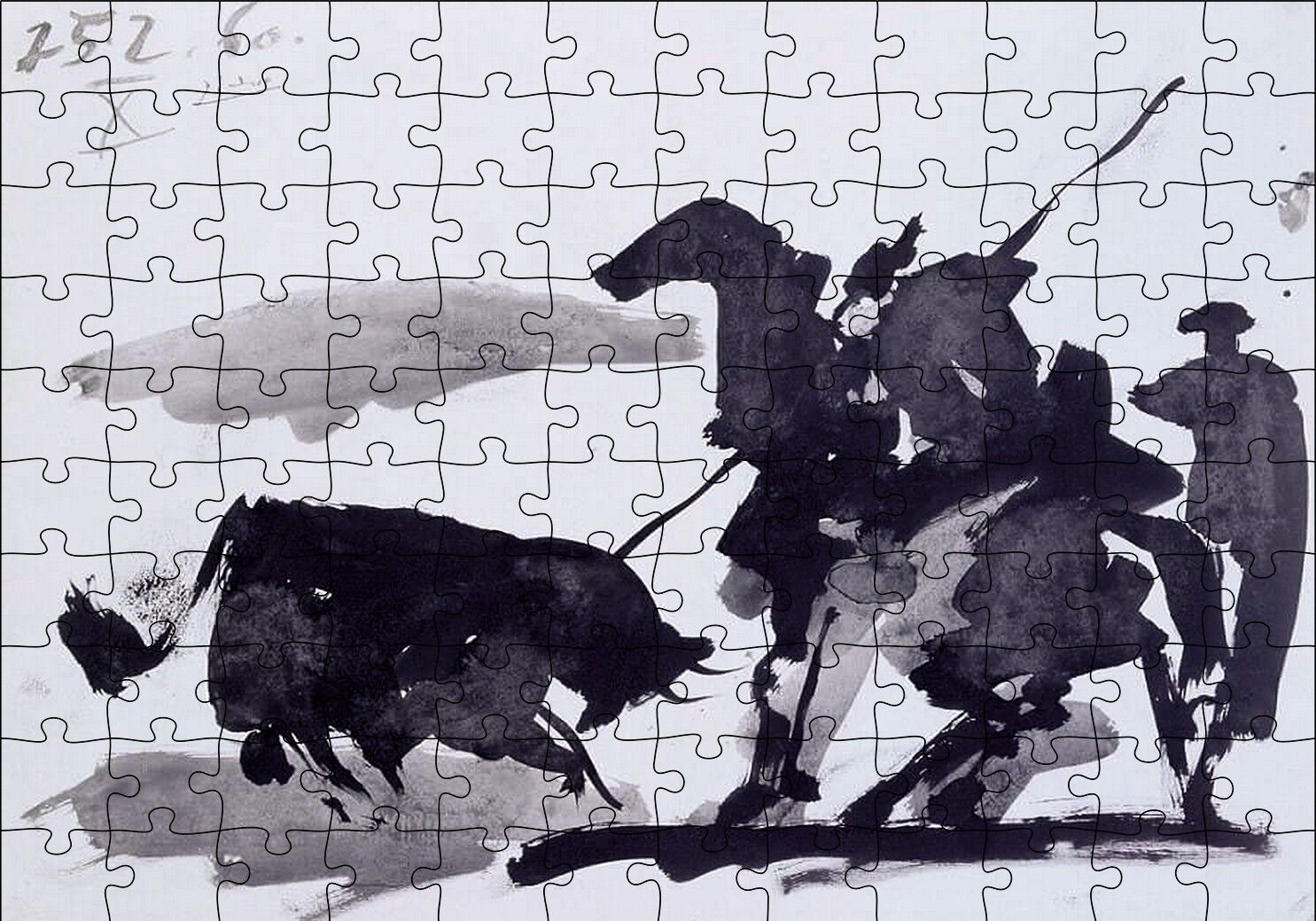 Bullfight Scene, 1960 by Pablo Picasso Puzzle Yapboz MDF Ahşap
