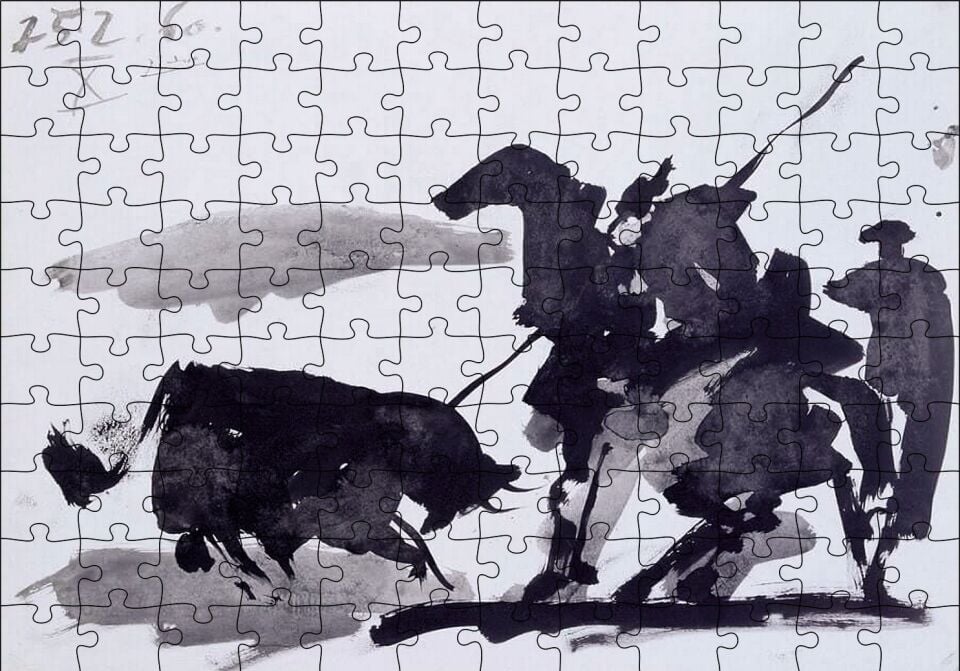 Bullfight Scene, 1960 by Pablo Picasso Puzzle Yapboz MDF Ahşap