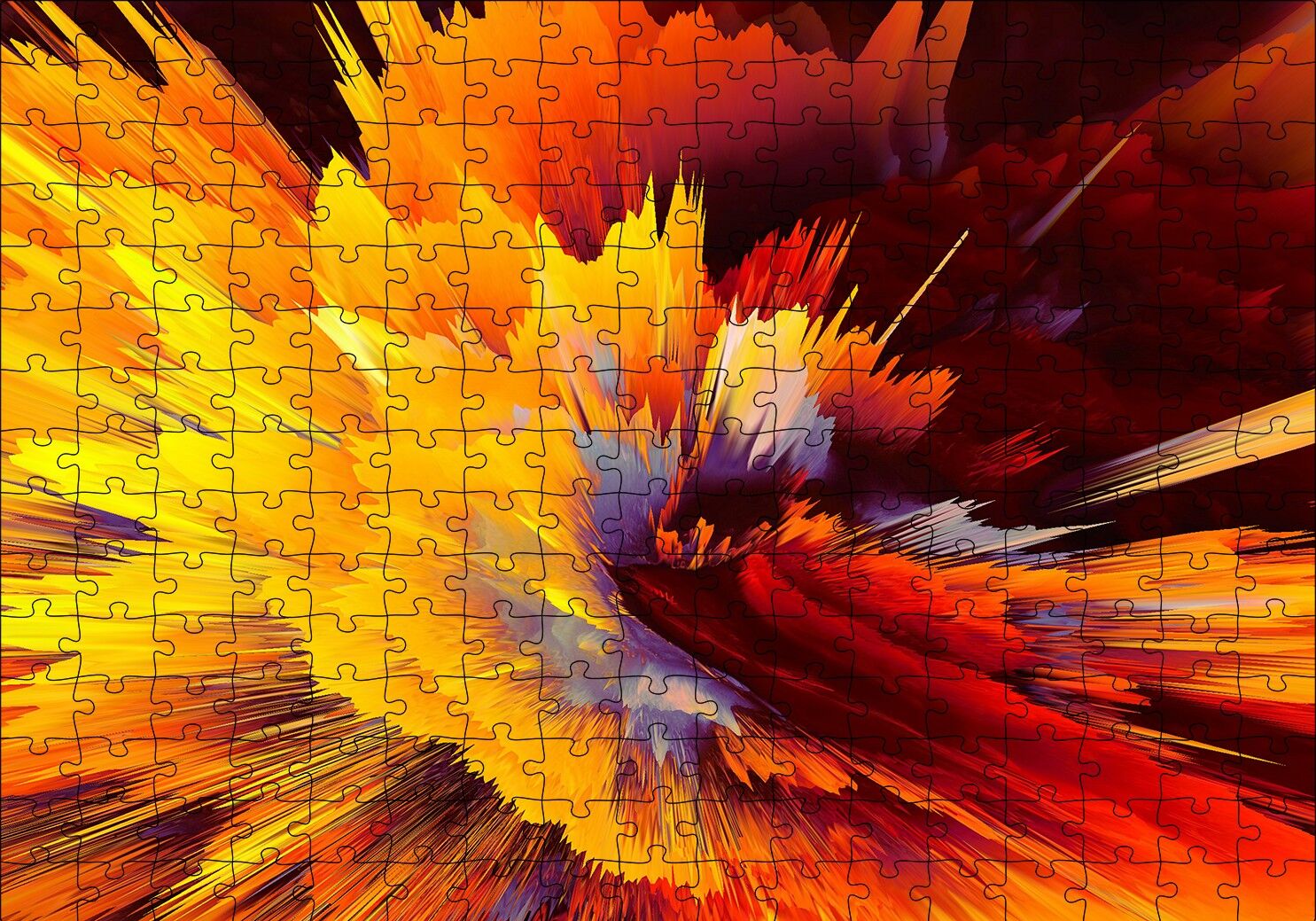 Sarı Patlama Dijital Sanat Puzzle Yapboz MDF Ahşap 255 Parça 34 cm X 49 cm