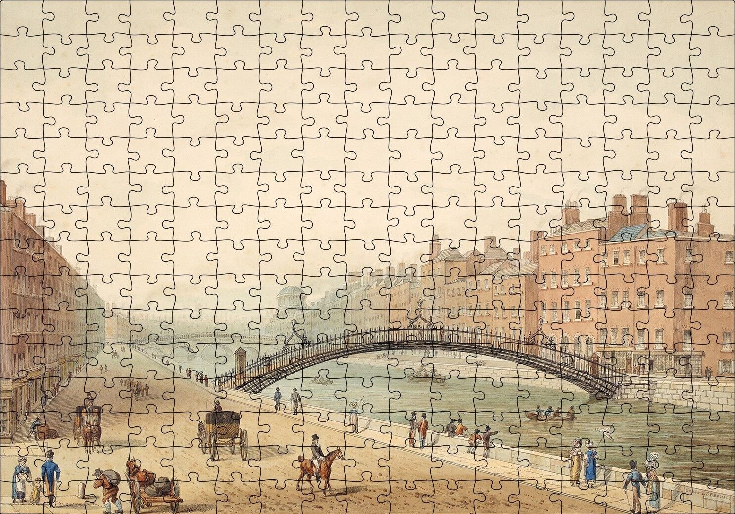 Dublin Ha'peni Köprüsü Puzzle Yapboz MDF Ahşap 255 Parça 34 cm X 49 cm