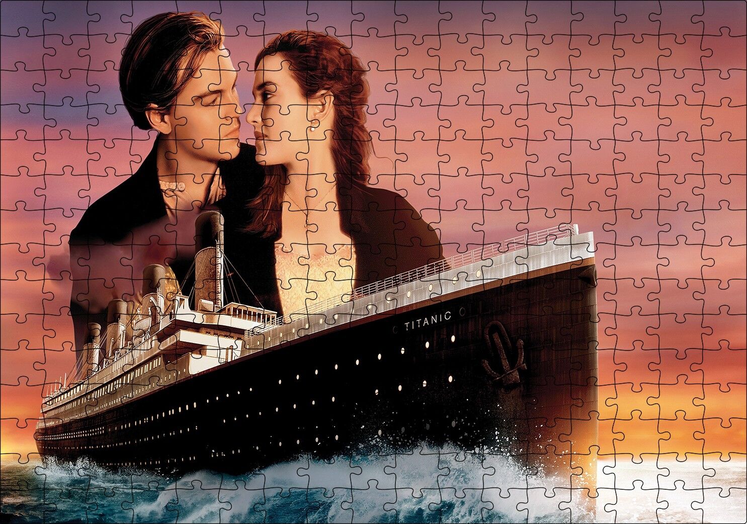 Titanik Rose Ve Jack Film Görseli Puzzle Yapboz MDF Ahşap 255 Parça 34 cm X 49 cm