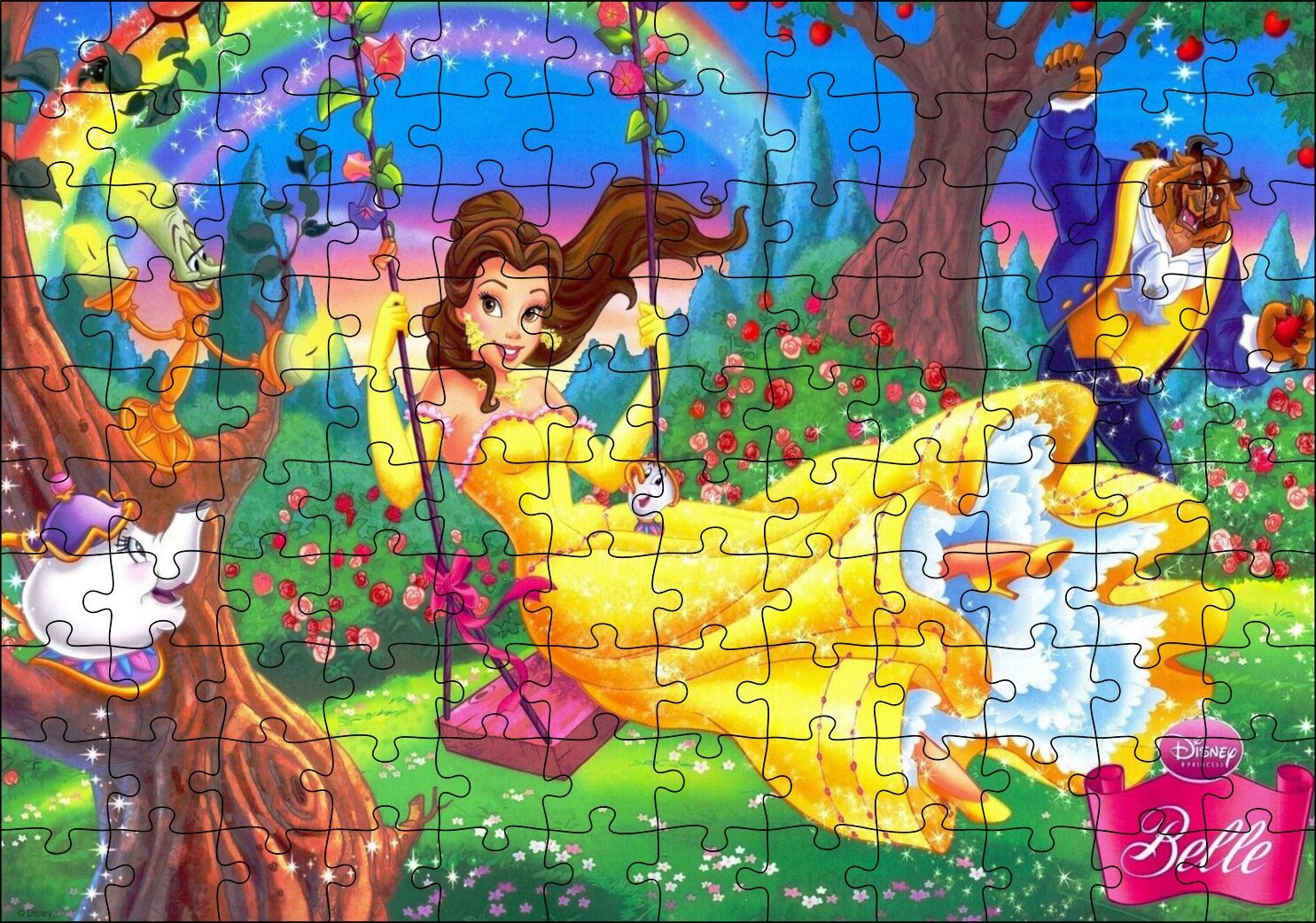 Disney Çizgi Film Güzel ve Çirkin Puzzle Yapboz MDF Ahşap