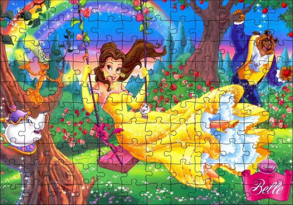 Disney Çizgi Film Güzel ve Çirkin Puzzle Yapboz MDF Ahşap