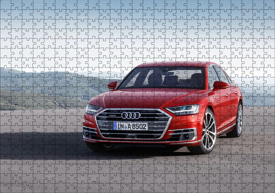 Kırmızı Audi Ön Görünüş Puzzle Yapboz MDF Ahşap 500 Parça 49 cm X 68 cm