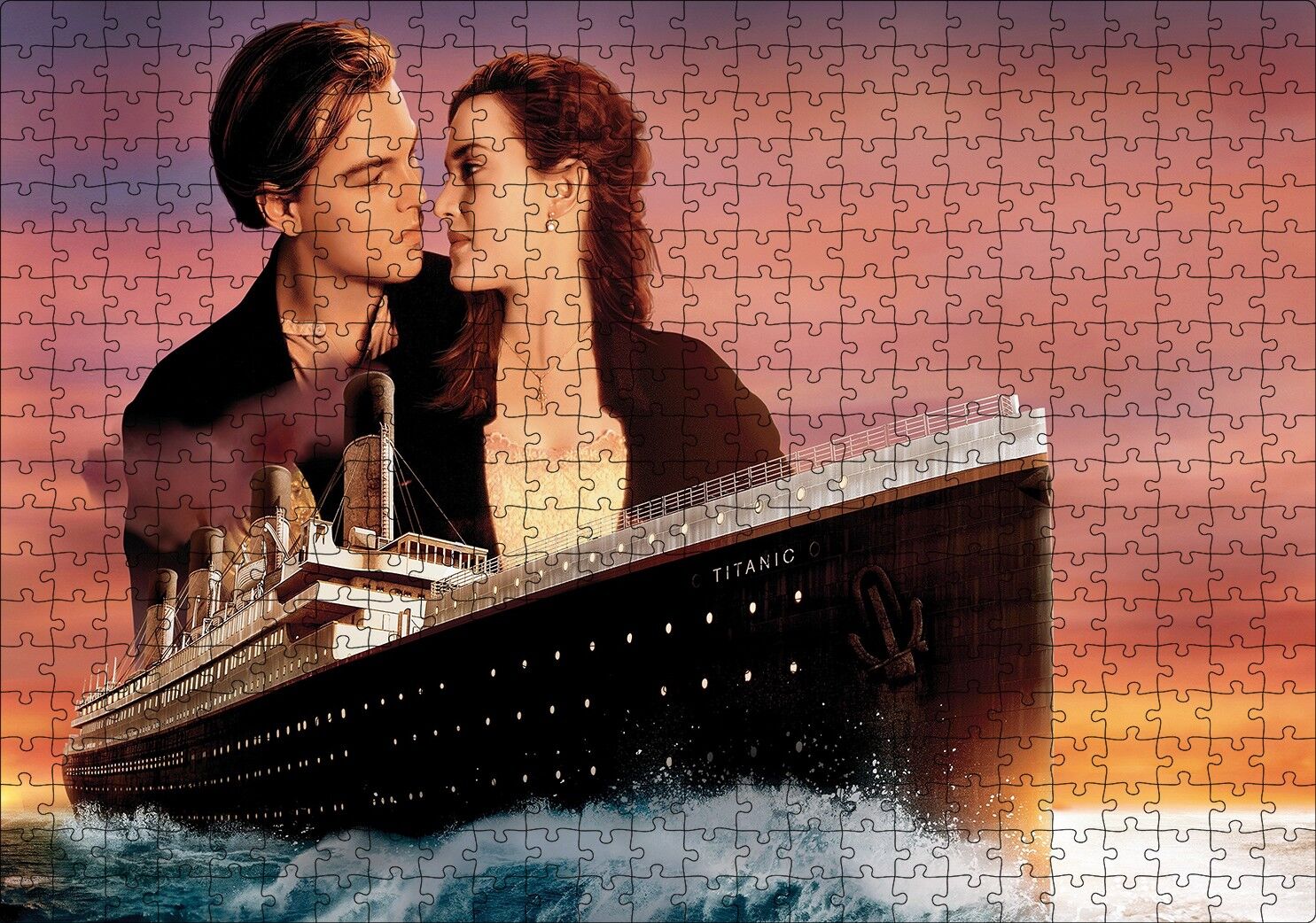 Titanik Rose Ve Jack Film Görseli Puzzle Yapboz MDF Ahşap 500 Parça 49 cm X 68 cm