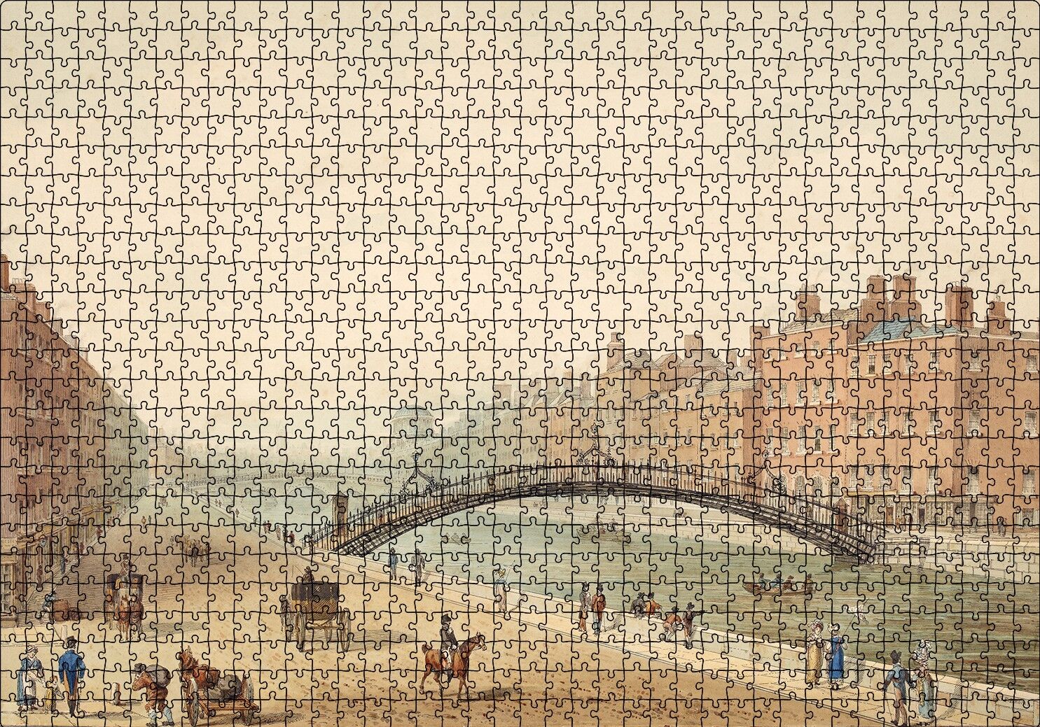 Dublin Ha'peni Köprüsü Puzzle Yapboz MDF Ahşap 1000 Parça 49 cm X 68 cm