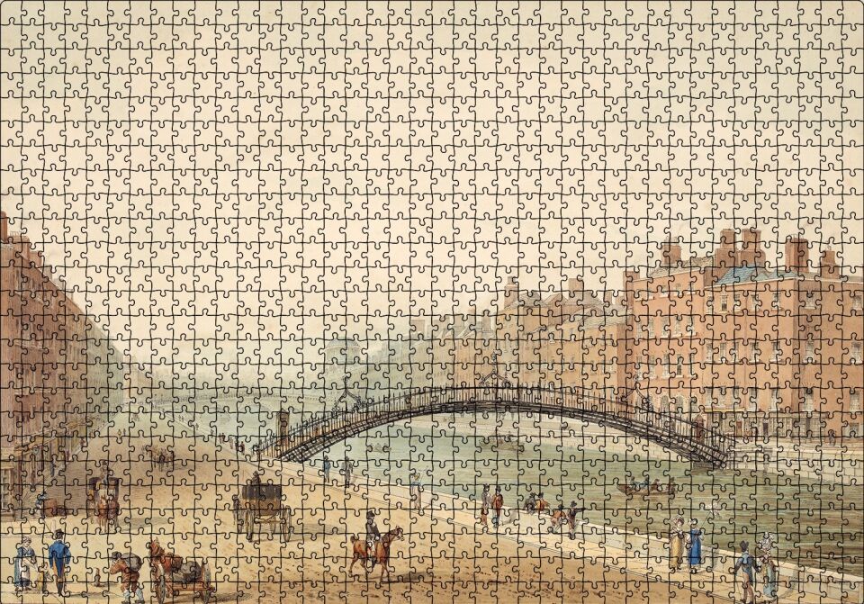 Dublin Ha'peni Köprüsü Puzzle Yapboz MDF Ahşap 1000 Parça 49 cm X 68 cm