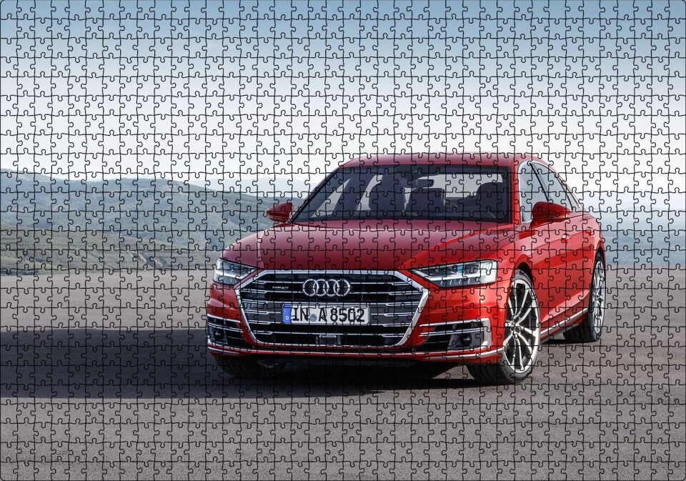 Kırmızı Audi Ön Görünüş Puzzle Yapboz MDF Ahşap 1000 Parça 49 cm X 68 cm