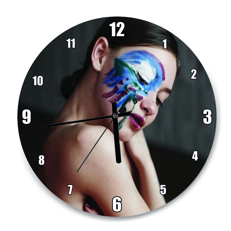 Yüzü Boyalı Kadın  Mdf Ahşap Duvar Saati