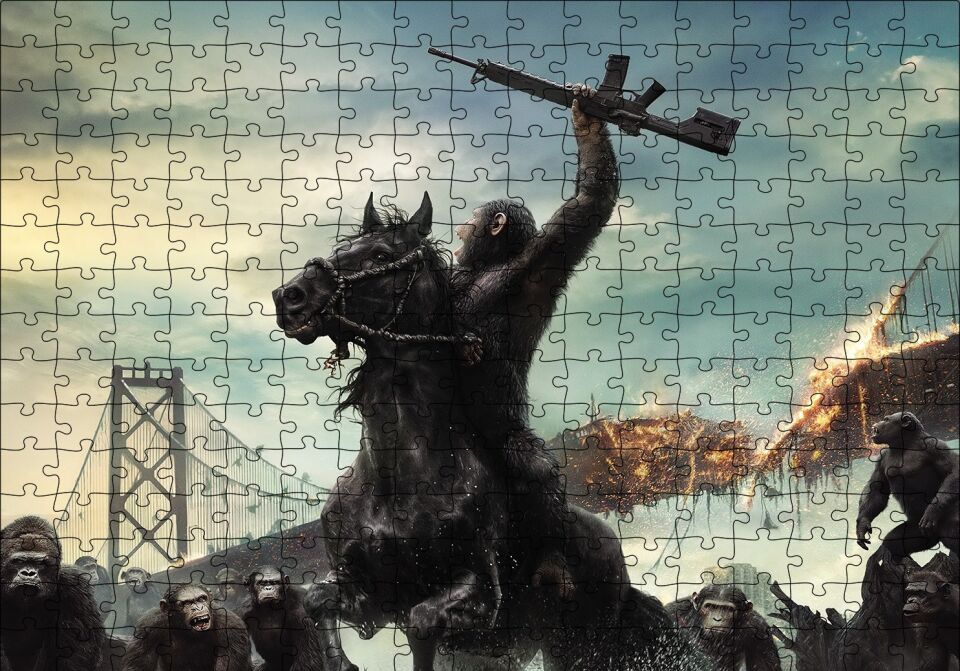 Dawn of the Planet of the Apes Puzzle Yapboz MDF Ahşap 255 Parça 34 cm X 49 cm