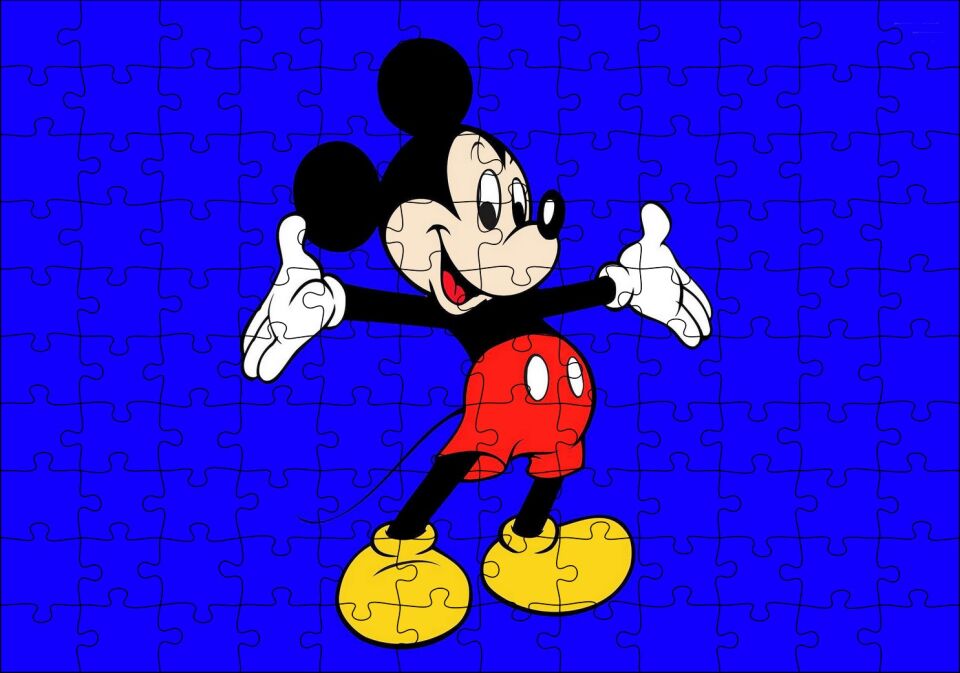 Disney Mickey Mouse, mavi Görsel Puzzle Yapboz MDF Ahşap