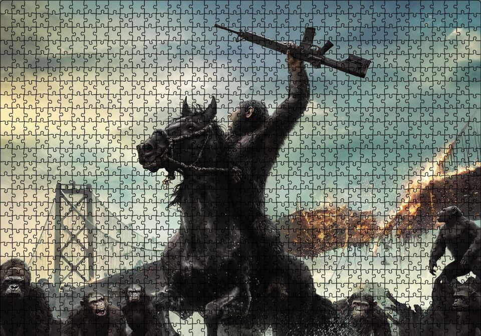 Dawn of the Planet of the Apes Puzzle Yapboz MDF Ahşap 1000 Parça 49 cm X 68 cm