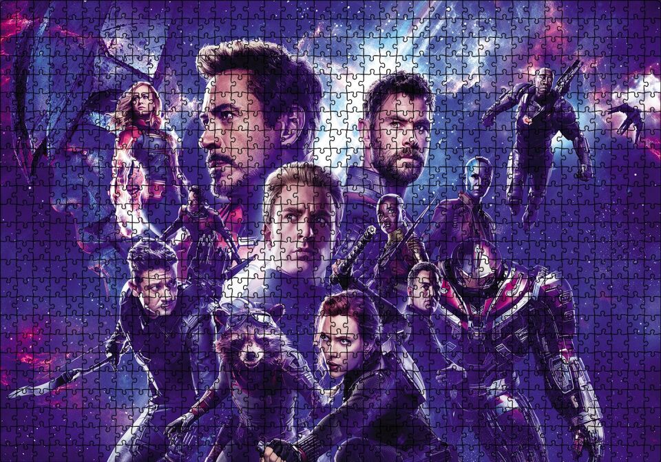 Avengers Tüm Kahramanlar Bir Arada Puzzle Yapboz MDF Ahşap 1000 Parça 49 cm X 68 cm