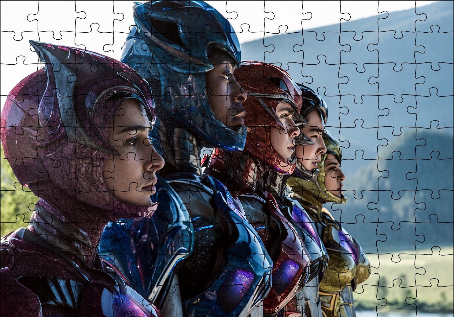 Power Rangers Hepsi Bir Arada Görseli Puzzle Yapboz MDF Ahşap